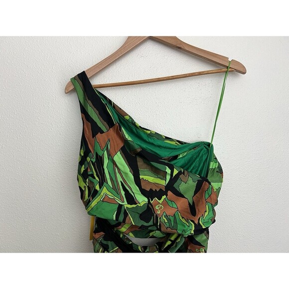 DUNDAS Gala Ruched One Shoulder Cutout Jersey dress Jungle Camo IT 46 US 10 - Picture 11 of 16